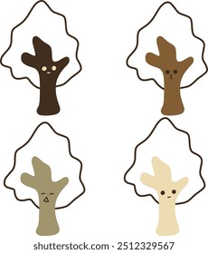 Vector de árbol | Varias expresiones | Diseño minimalista | 4 VECTORES