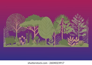 tree vectors. Forest and nature concept. Collection of different tree