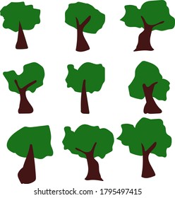 Tree vetor images illustration 9 type