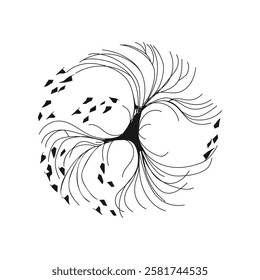 Tree. View from above. Vector illustration. Birch tree. Plan