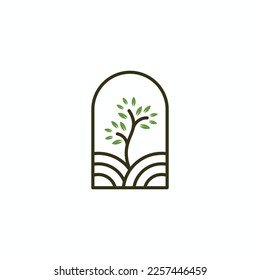 Tree vintage logo design vector, nature logo inspiration