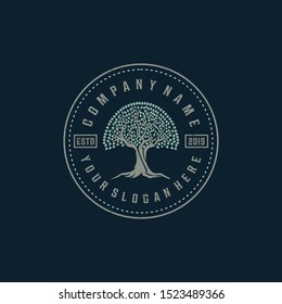 Tree vintage logo vector design template