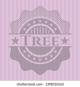 Tree vintage pink emblem. Vector Illustration. Detailed.