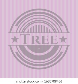 Tree vintage pink emblem. Vector Illustration. Detailed.