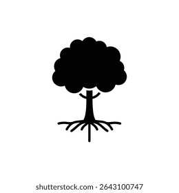Tree with Visible Roots Symbolizing Stability and Connection