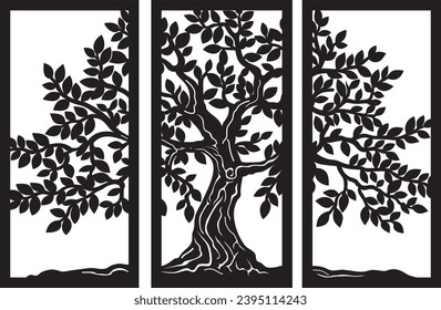 tree wall art for cnc machine and laser cutting in vector file