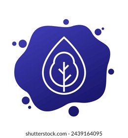 tree and water drop icon in line style