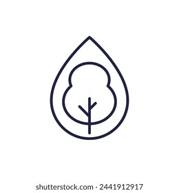 tree and water drop line icon