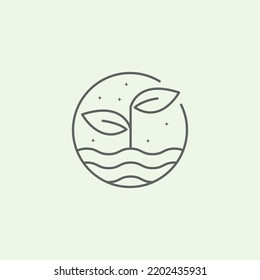 tree and water line art logo vector symbol illustration design