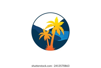 tree water logo design sea bech logo design