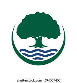 tree and water vector logo.
