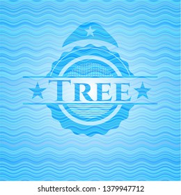 Tree water wave representation style emblem.