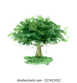 Tree. Watercolor. Vector Format