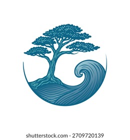 Baum und Welle Illustration Design