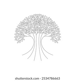 Tree Of Wellness Pencil Style Drawing Vector Illustration.