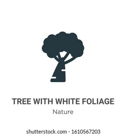 Tree with white foliage glyph icon vector on white background. Flat vector tree with white foliage icon symbol sign from modern nature collection for mobile concept and web apps design.