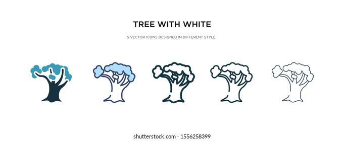 tree with white foliage icon in different style vector illustration. two colored and black tree with white foliage vector icons designed in filled, outline, line and stroke style can be used for