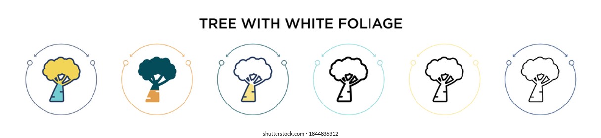 Tree with white foliage icon in filled, thin line, outline and stroke style. Vector illustration of two colored and black tree with white foliage vector icons designs can be used for mobile, ui, web