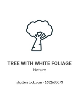 Tree with white foliage outline vector icon. Thin line black tree with white foliage icon, flat vector simple element illustration from editable nature concept isolated stroke on white background