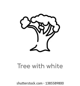 tree with white foliage vector line icon. Simple element illustration. tree with white foliage outline icon from nature concept. Can be used for web and mobile