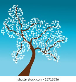 tree with white leaves (change colors easily)