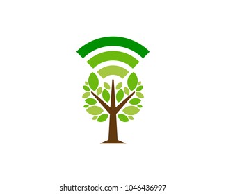 Tree Wifi Icon Logo Design Element