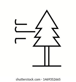 tree with wind Beautiful winter line black icon