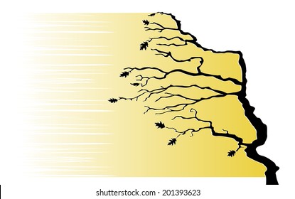 Tree in the wind. Vector illustration