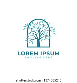 Tree window color logo vector