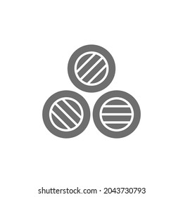 Tree wine barrels grey icon. Isolated on white background