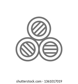 Tree wine barrels line icon.
