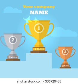 Tree winner cup - flat design