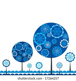 Tree winter background, vector illustration
