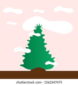 Tree winter Christmas vector illustration.