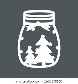 Tree winter jar bank mug vector illustration cut