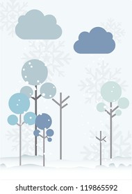 tree of winter over snow background. vector illustration