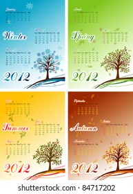 Baum Winter, Frühling, Sommer, Herbstkalender 2012, Vektorgrafik