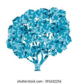 Tree in winter stylized eco symbol concept made of fragments