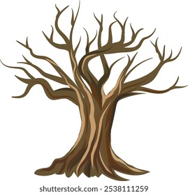 Tree without leaf, dry  tree  for 2d cartoon background 