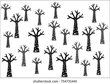 Tree without leaves Background - Illustration, Silhouette, Autumn, Branch , winter