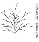 Tree without leaves. Bush with crooked branches on a thin trunk. Sketch. Vector illustration. Outline on an isolated white background. Doodle style. Idea for web design.