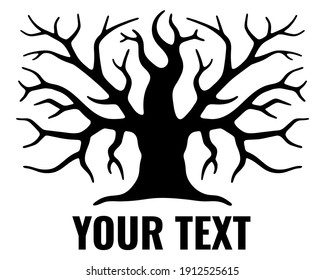 Tree without leaves logo. The blood vessels of the brain. Medical logo. Silhouette isolated on a white background
