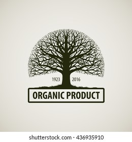 Tree without leaves sign. Nature or ecology vector logo. Oak symbol. Organic product