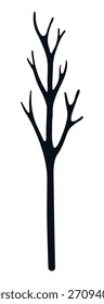 Silueta de árbol sin hojas, aislado sobre fondo transparente. Ilustración vectorial plana dibujada a mano. Navidades tradicionales, año Nuevo, invierno, elemento de diseño estacional, arte de Clip de vacaciones