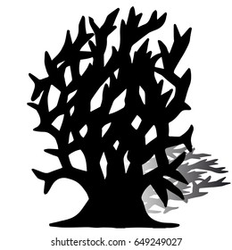 Tree without leaves silhouette-Vector illustration