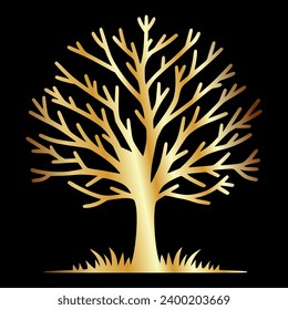 Tree without leaves vector, golden tree