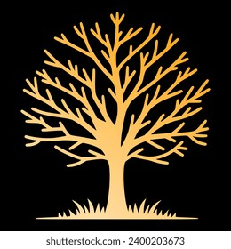 Tree without leaves vector, golden tree