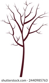 A tree without leaves. Winter. Vector illustration. Transparent background.