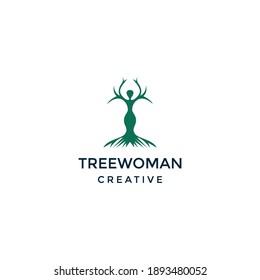 tree woman logo vector icon illustration