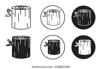 tree wood log or Trunk icon set in black filled and outline style. suitable for mobile app, and website UI design.